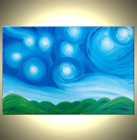 Buy Hand Crafted Original Acrylic Art Blue Green Painting Modern