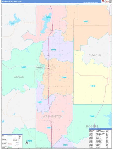 Washington County Ok Wall Map Color Cast Style By Marketmaps Mapsales