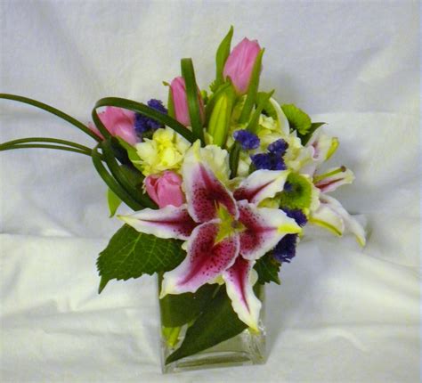 Stargazer Tulip Arrangement Rose Of Sharon Floral Design Studio
