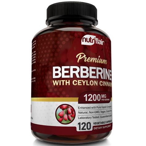 Berberine Hci 1200mg With Organic Ceylon Cinnamon 120 Capsules