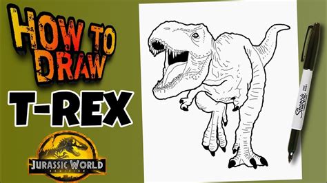 How To Draw T Rex From Jurasic World Dominion Como Dibujar Al Tiranosaurio Rex De Jurasic