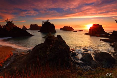 B173 Sunset From Secret Beach Oregon Coast Randall J Hodges Photography