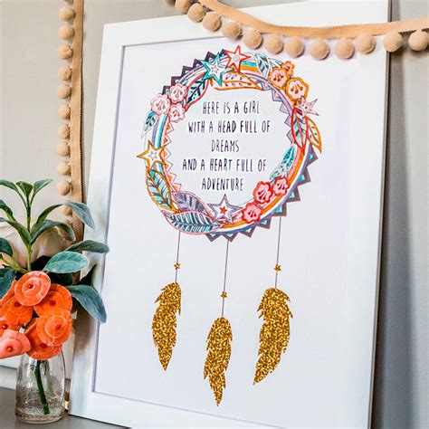 Personalised Name Dream Catcher Print For Children By Little Ragsmith