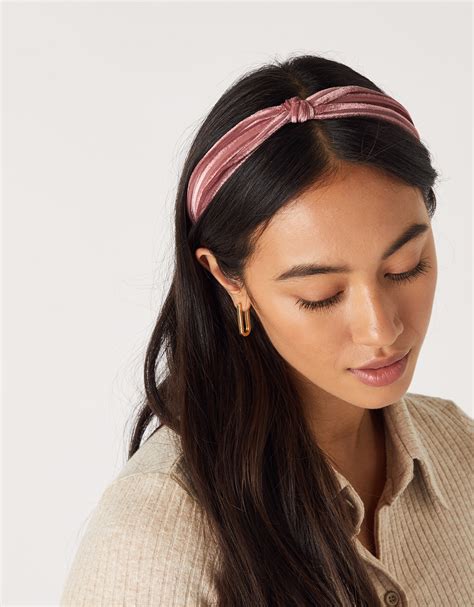 Accessorize Ladies Pink Slim Velvet Knot Headband From 9860037000