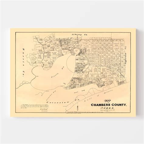 Vintage Map Of Chambers County Texas 1879 By Teds Vintage Art