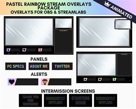 Animated Twitch Overlay Pastel Rainbow Overlays Twitch Etsy Uk
