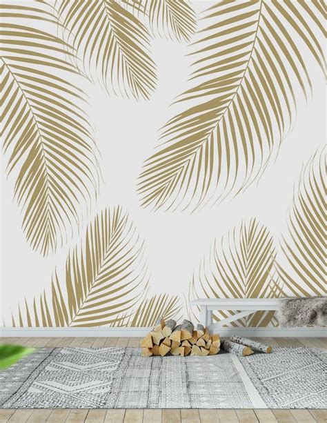 Palm Leaves Gold Cali Vibes 3 Wall Mural Palm Leaves Wallpaper