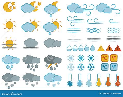 Weather Symbols And Icons Set Stock Vector Illustration Of Natural