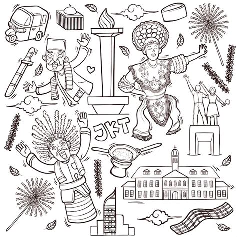 Premium Vector Outline Isolated Doodles Illustration Of Jakarta Indonesia