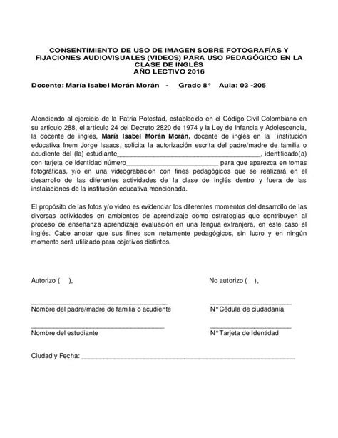 Modelo Carta Autorizacion Uso De Imagen Modelo De Informe Images