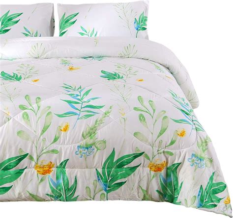Enjohos Botanical Bedding Queen Flower Comforter Set
