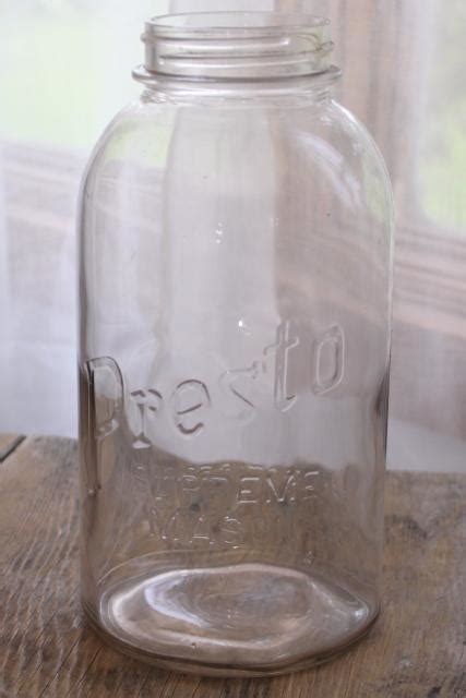 1940s Vintage Owens Illinois Clear Glass Presto Supreme Mason 2 Quart