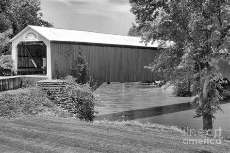 Eugene Covered Bridge Landscape Black And White Photograph By Adam