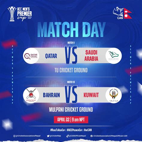 ACC Premier Cup: Qatar vs Saudi Arabia and Kuwait vs Bahrain today
