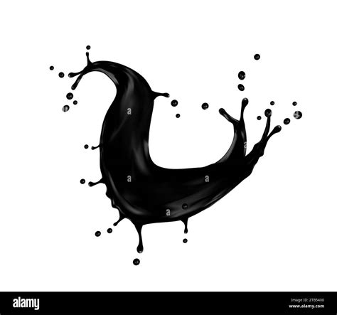Black Oil Splash Or Petrol Flow And Liquid Ink Swirl Of Paint Drops