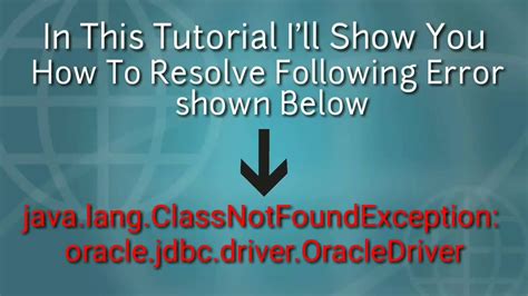 Classnotfoundexception In Jdbc Solution Youtube