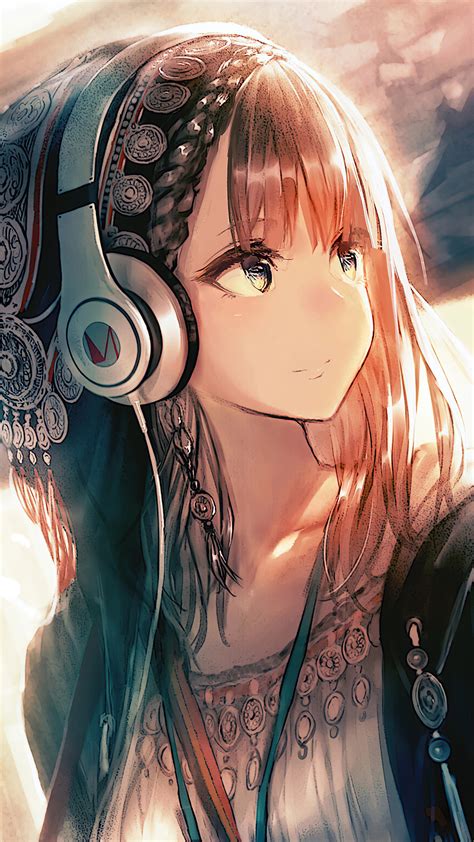 1080x1920 Anime Girl Headphones Looking Away 4k Iphone 7