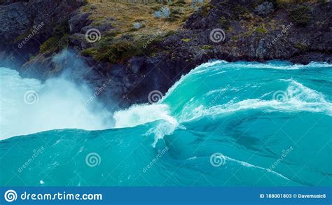 Aerial View To The Salto Grande Waterfall On The Paine River In The