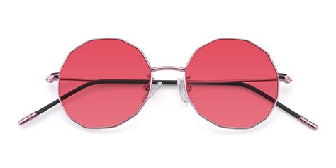 pink hipster thin geometric tinted sunglasses with pink sunwear lenses dreamer