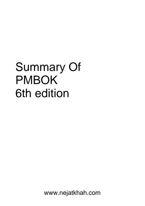 Solution Summary Of Pmbok 6th Edition Studypool