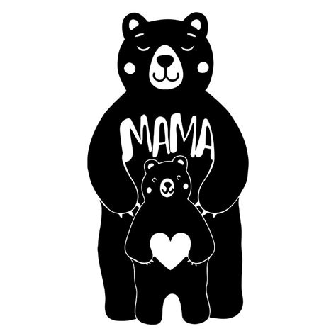 Mama And Baby Bear Silhouette Art Digitemb