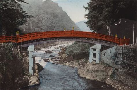 Japan C 1912 Sacred Bridge At Nikko 90 Miles North Of Tokyo Stock Image Look And Learn