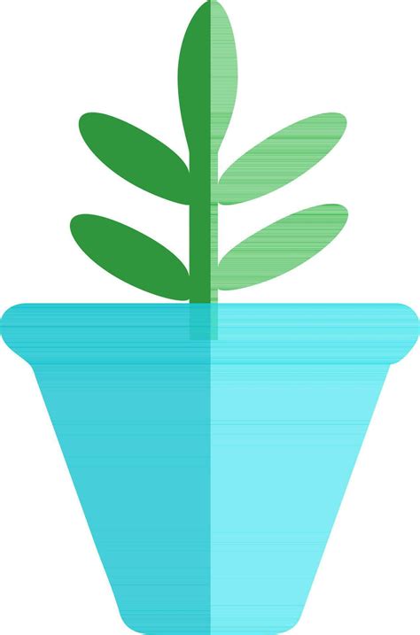 Blue Flower Pot With Green Leaves Plant 24329831 Vector Art At Vecteezy