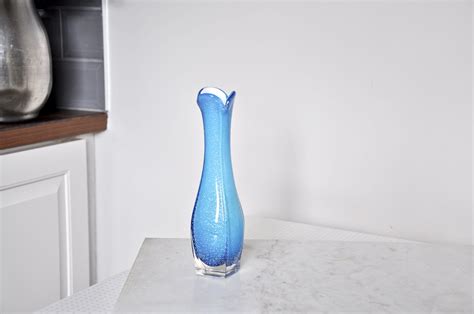 Vintage Abstract Blue Opaque Glass Bud Vase With Fleck From Etsy