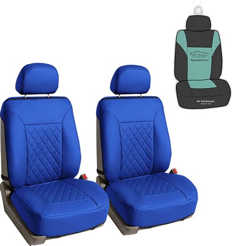 Fh Group Deluxe Faux Leather Diamond Pattern Front Set Car Seat Cushions Comes With Headrest