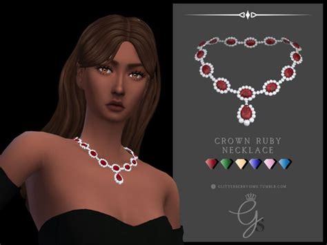 Crown Ruby Necklace Glitterberry Sims Sims 4 Piercings Sims Sims 4