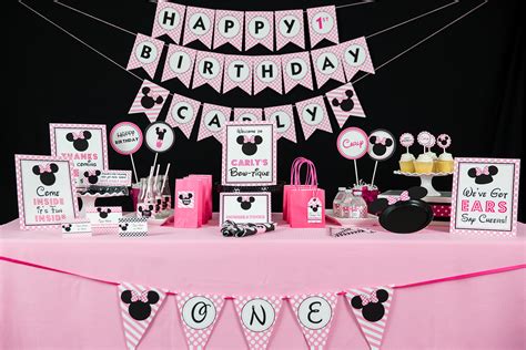 Pink Minnie Mouse Birthday Party Printable And Invitation Set