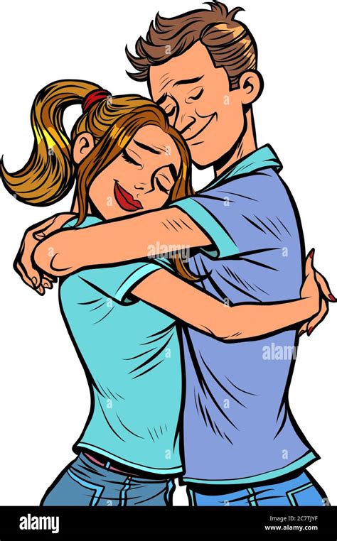 A Couple Hug Each Other Love And A Romantic Date Stock Vector Image