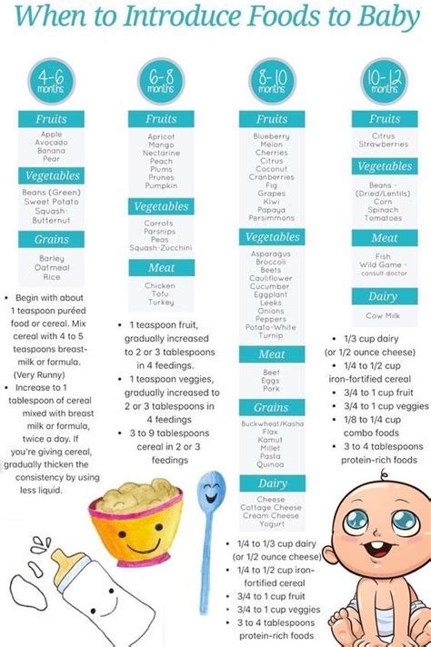 This baby food chart is a quick and easy way for you to know which baby foods to feed your baby and when to do so. Baby care. | Baby first foods, Baby food recipes, Baby ...