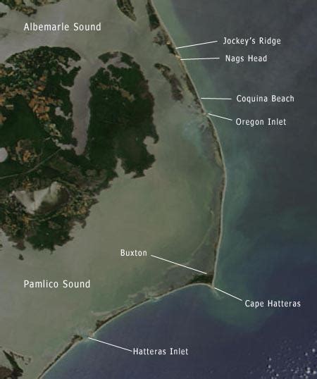 Satellite Image And Map Of The North Carolina Coast Ncpedia