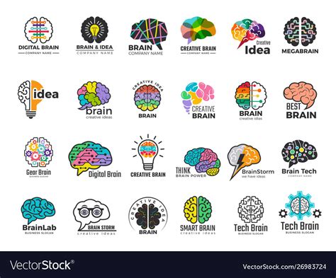 Brain Logo Genius And Technology Smart Mind Vector Image