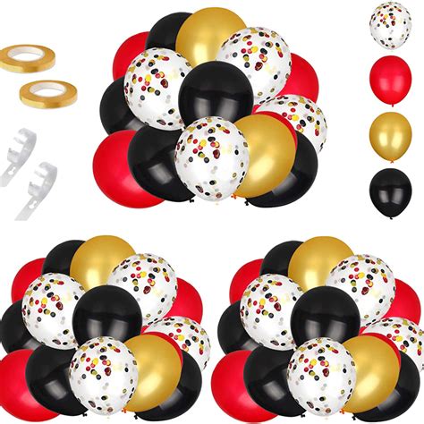 Mioparty™ Red Black And Gold Confetti Balloons 12 Inch Latex Balloons