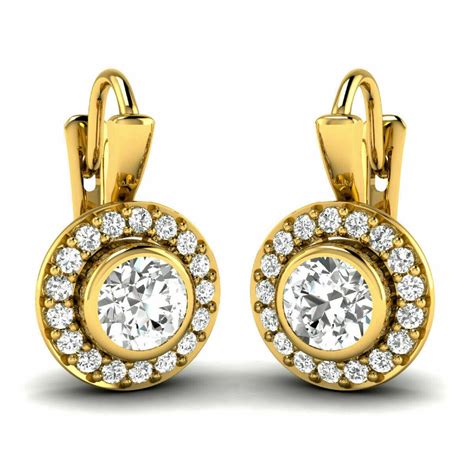 Ct Round Solitaire Bezel Moissanite Diamond Earrings Drop Etsy