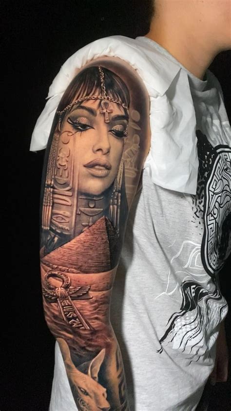 Cleopatra And Giza Pyramids Piece Done By Dario Tattooarte Pinterest