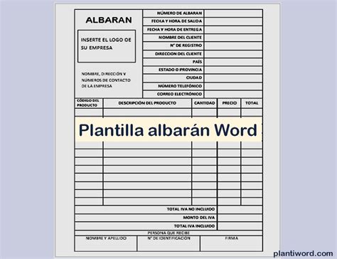Plantilla Albarán Word Actualizado November 2023