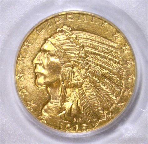 1915 5 Indian Head Gold Half Eagle Pcgs Ms64