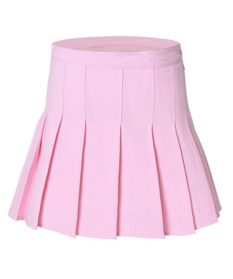Women High Waist Pleated Mini Tennis Skirt Solid Short Skirts Pink