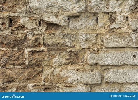 Texture Of An Old Ruined Brick Wall Of An Ancient Building Stock Image