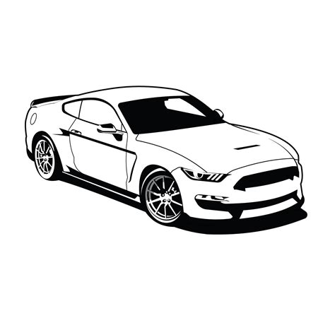 Mustang Muscle Car Black And White Vector Design 14721568 Vector Art At