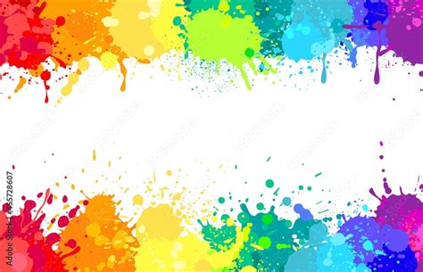 Colorful Paint Splatter Background Painted Rainbow Splashes Colored