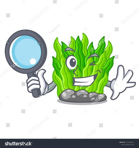 Detective Green Seaweed Isolated Character Stock Vector (Royalty Free