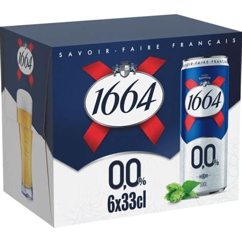 Bière Lager Blonde Sans Alcool 1664 Le Pack De 6 Cannettes De 33cl à
