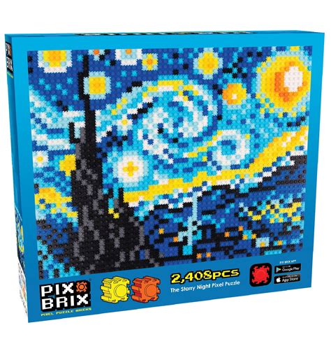 Pix Brix Pixel Art Puzzle Bricks Starry Night Pixel Puzzle Patented
