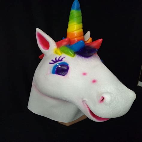 Realistic Unicorn Head Latex Masks Full Face Lovely Color Horse Mask