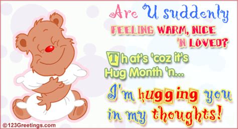 Hugged In Thoughts Free Hug Month Ecards Greeting Cards 123 Greetings