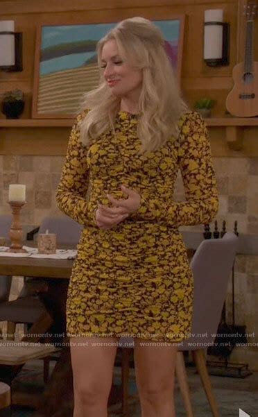 Wornontv Gemmas Yellow Floral Ruched Mini Dress On The Neighborhood